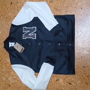 Nike Black & White Varsity Bomber Jacket Windbreaker Women's M NWT